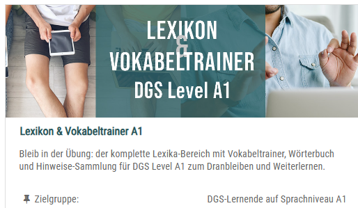 Vokabeltrainer A1 auf der Lernplattform